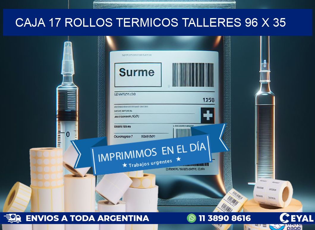 CAJA 17 ROLLOS TERMICOS TALLERES 96 x 35