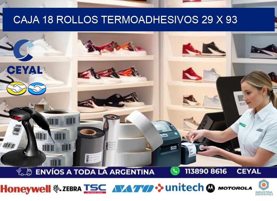CAJA 18 ROLLOS TERMOADHESIVOS 29 x 93