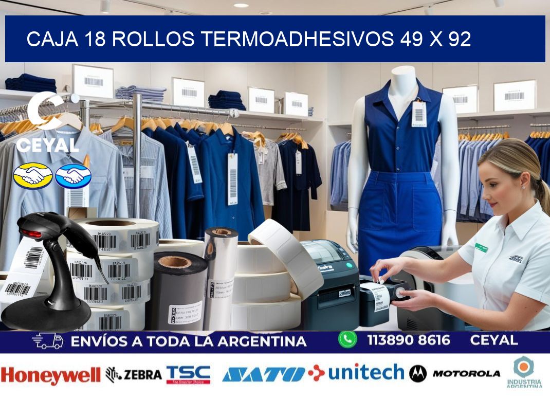 CAJA 18 ROLLOS TERMOADHESIVOS 49 x 92