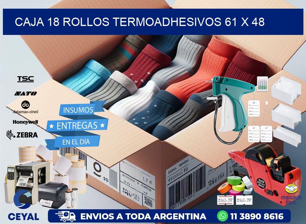 CAJA 18 ROLLOS TERMOADHESIVOS 61 x 48