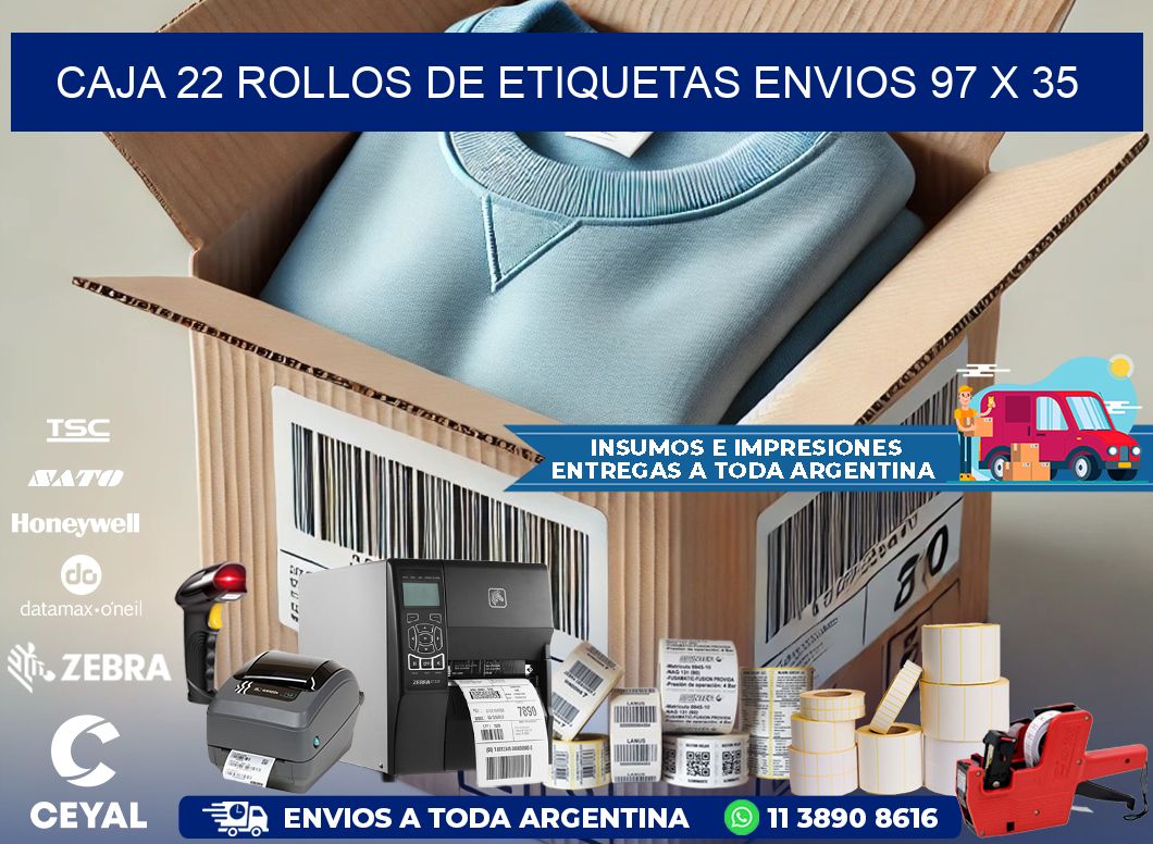 CAJA 22 ROLLOS DE ETIQUETAS ENVIOS 97 x 35
