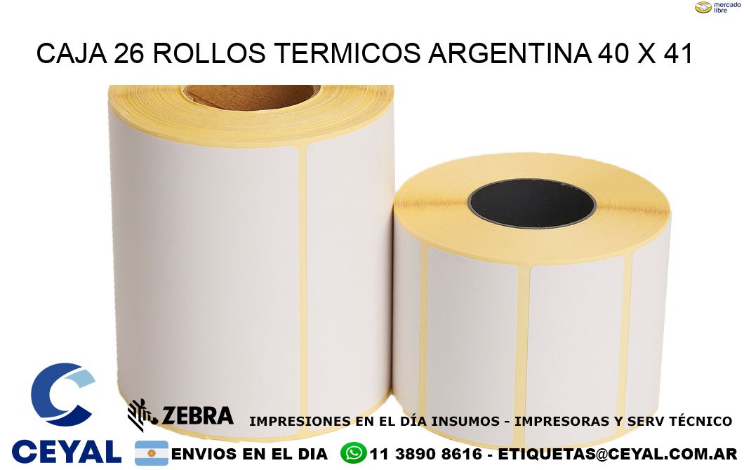 CAJA 26 ROLLOS TERMICOS ARGENTINA 40 x 41