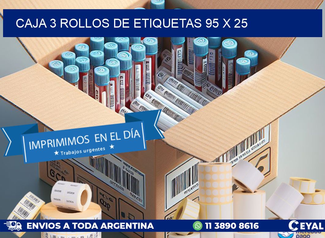 CAJA 3 ROLLOS DE ETIQUETAS 95 x 25