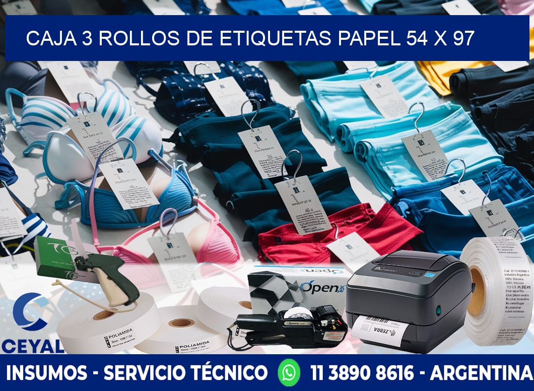 CAJA 3 ROLLOS DE ETIQUETAS PAPEL 54 x 97