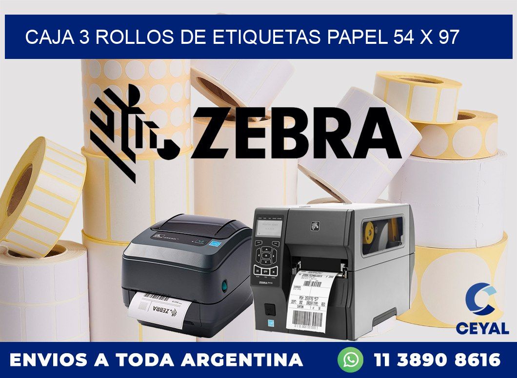 CAJA 3 ROLLOS DE ETIQUETAS PAPEL 54 x 97