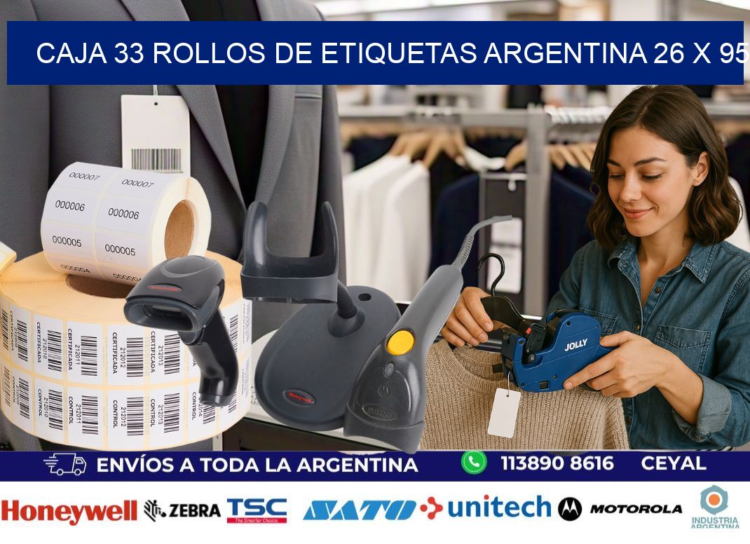 CAJA 33 ROLLOS DE ETIQUETAS ARGENTINA 26 x 95