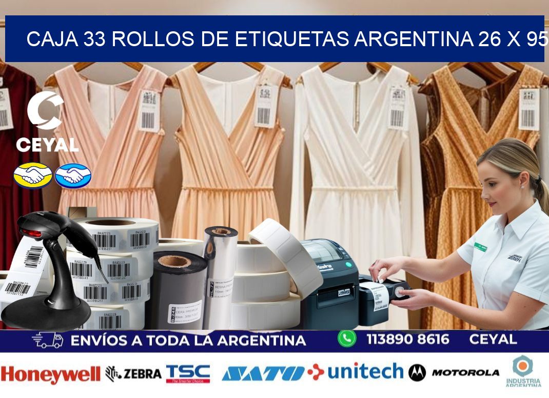 CAJA 33 ROLLOS DE ETIQUETAS ARGENTINA 26 x 95