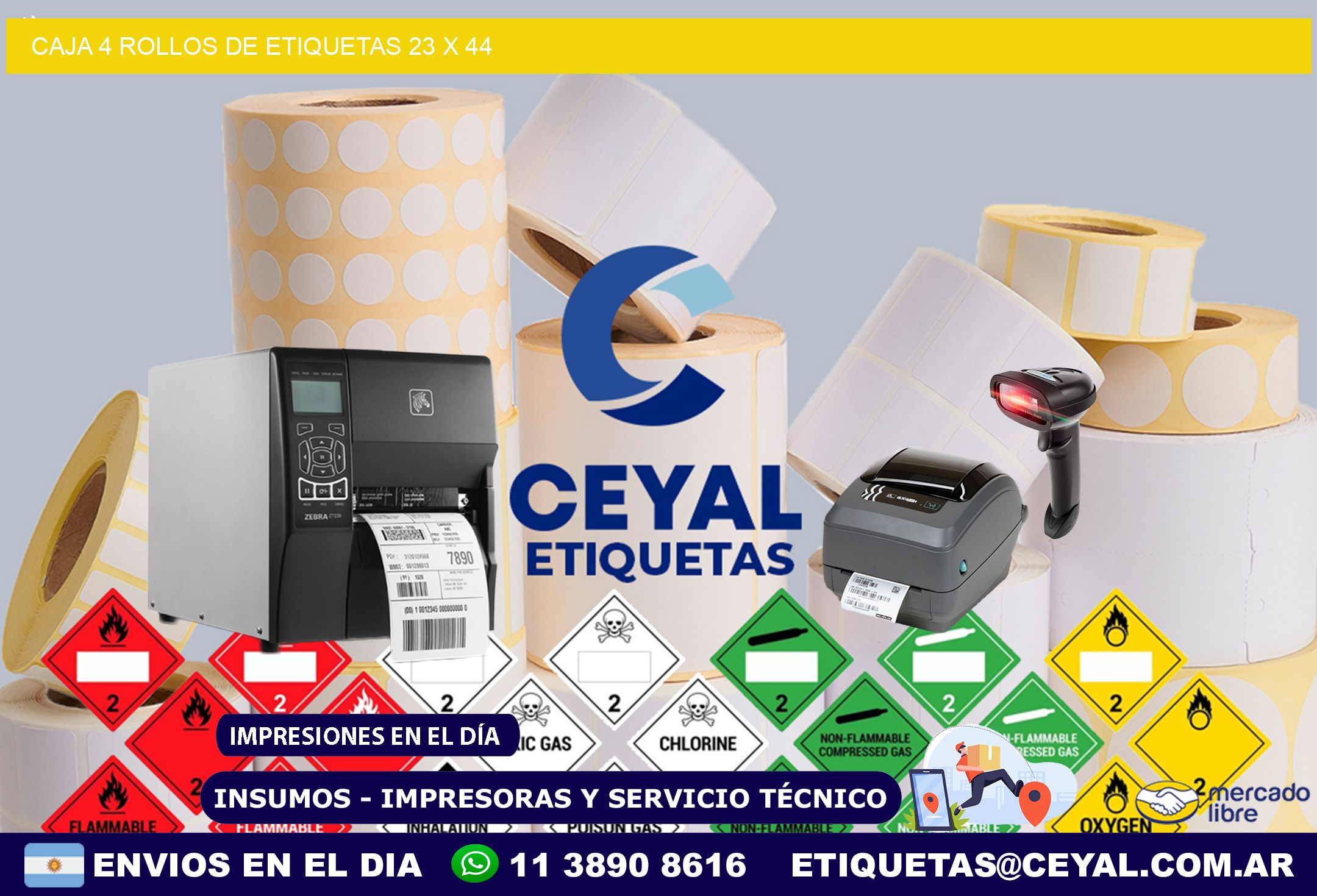 CAJA 4 ROLLOS DE ETIQUETAS 23 x 44
