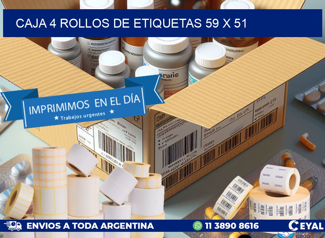 CAJA 4 ROLLOS DE ETIQUETAS 59 x 51