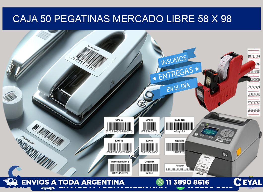 CAJA 50 PEGATINAS MERCADO LIBRE 58 x 98