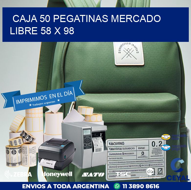 CAJA 50 PEGATINAS MERCADO LIBRE 58 x 98