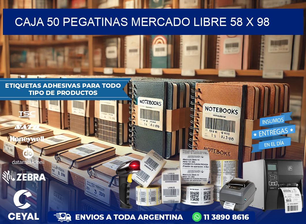 CAJA 50 PEGATINAS MERCADO LIBRE 58 x 98