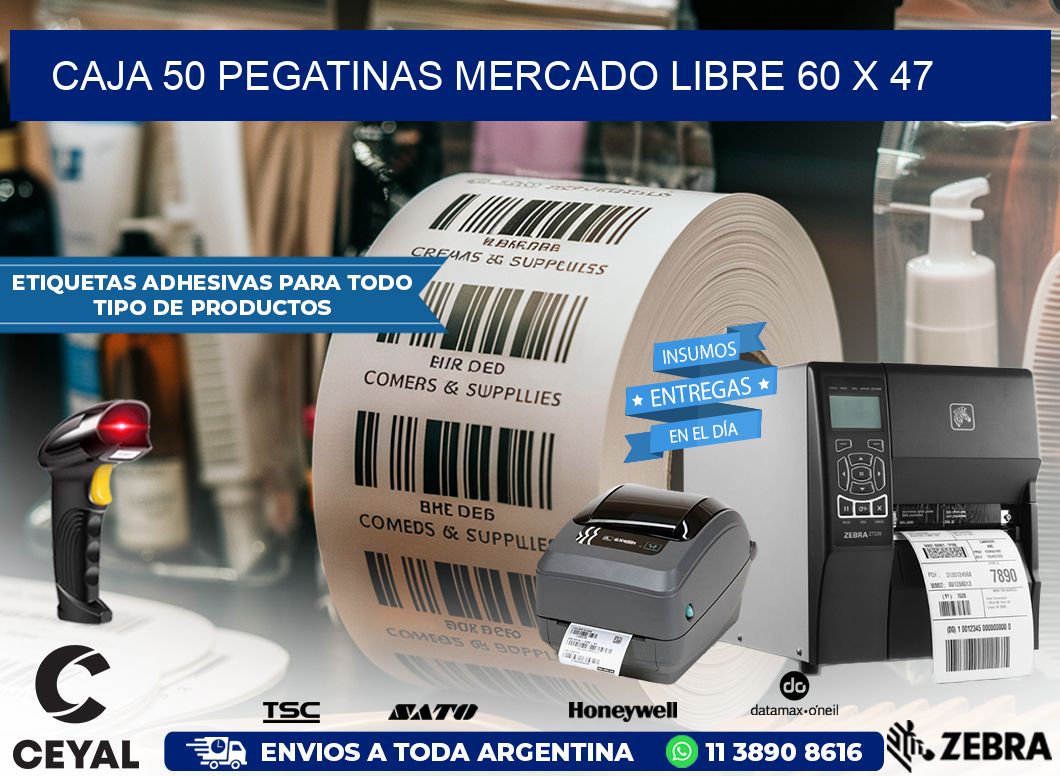 CAJA 50 PEGATINAS MERCADO LIBRE 60 x 47