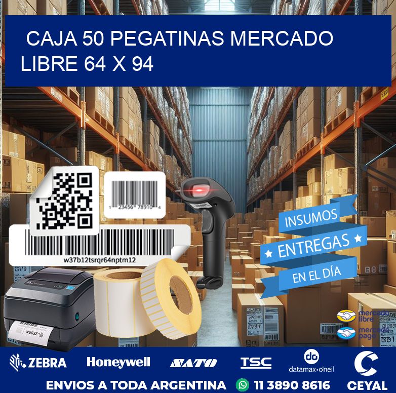 CAJA 50 PEGATINAS MERCADO LIBRE 64 x 94
