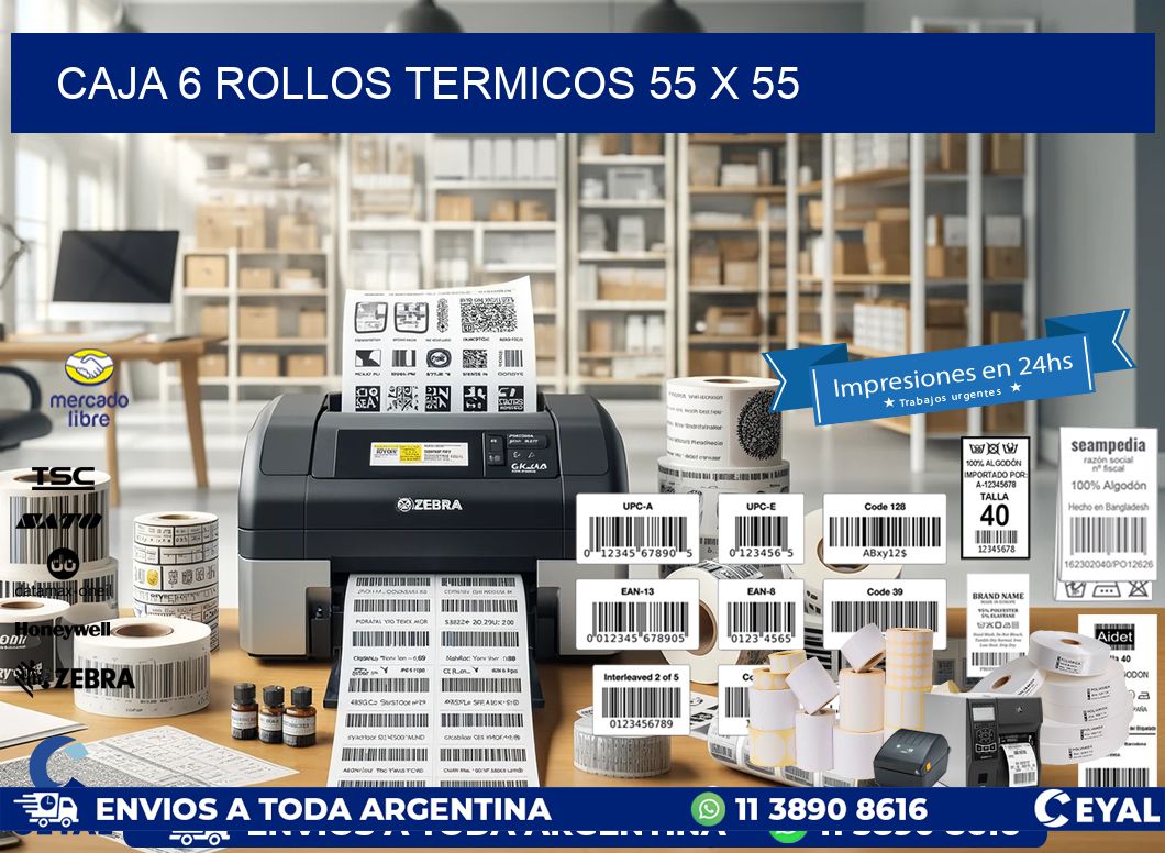 CAJA 6 ROLLOS TERMICOS 55 x 55