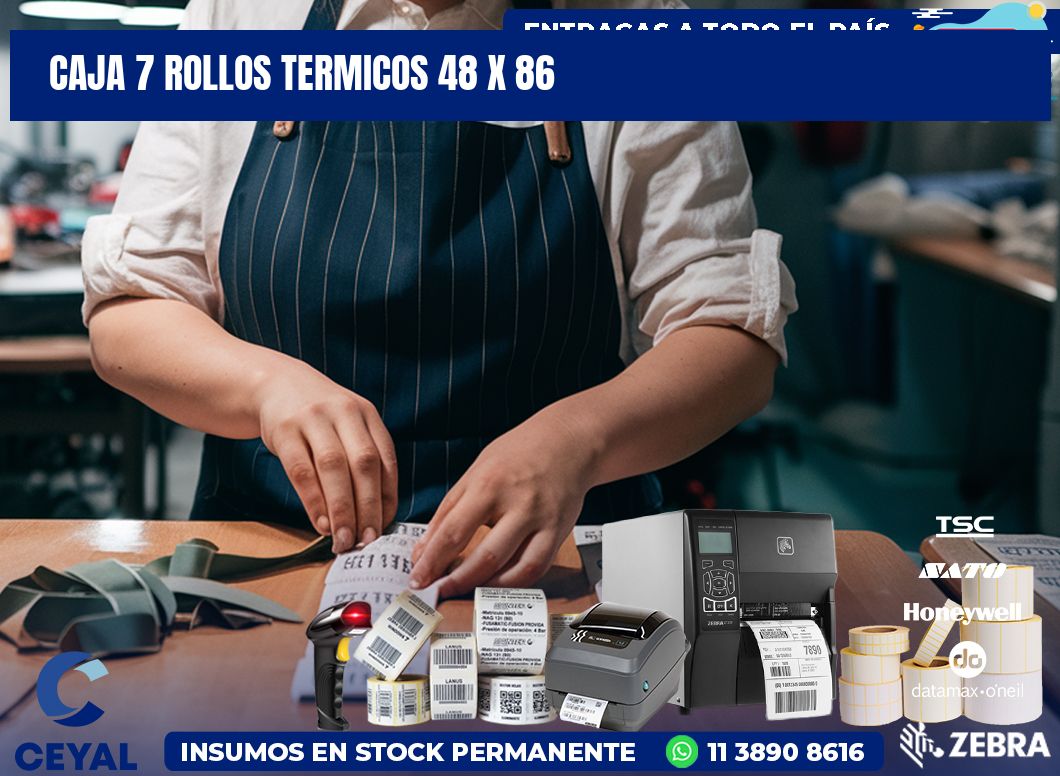 CAJA 7 ROLLOS TERMICOS 48 x 86