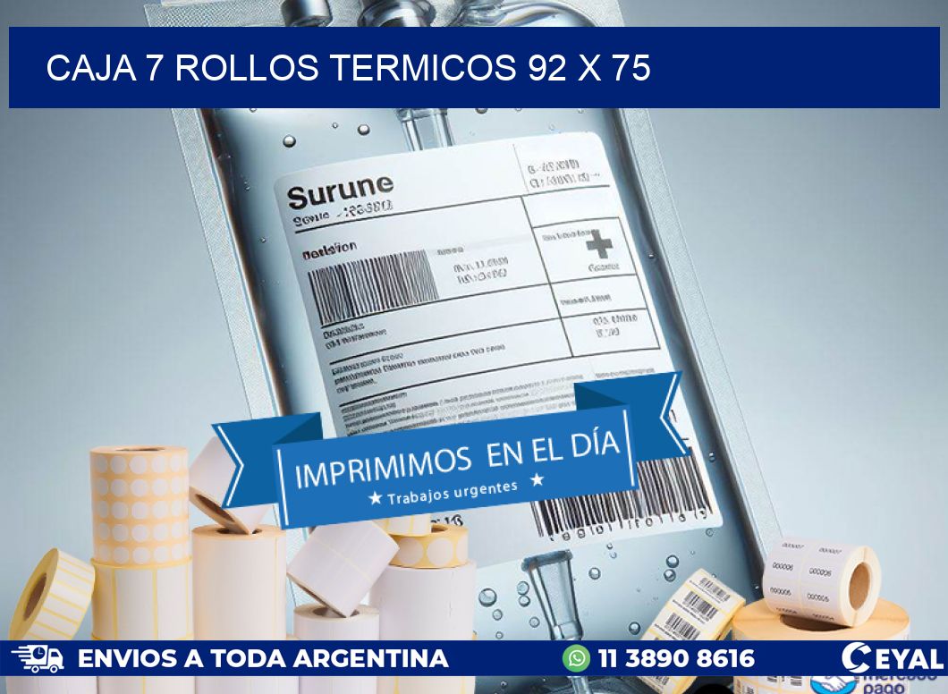 CAJA 7 ROLLOS TERMICOS 92 x 75