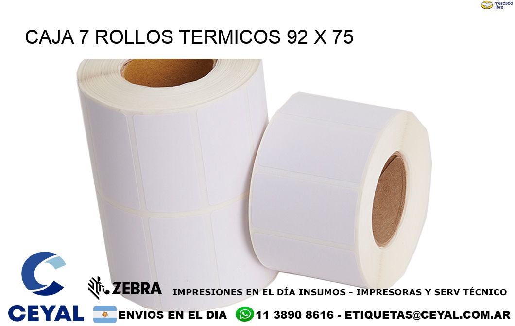 CAJA 7 ROLLOS TERMICOS 92 x 75