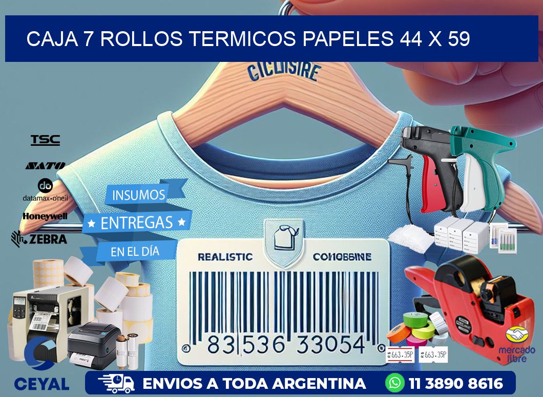 CAJA 7 ROLLOS TERMICOS PAPELES 44 x 59