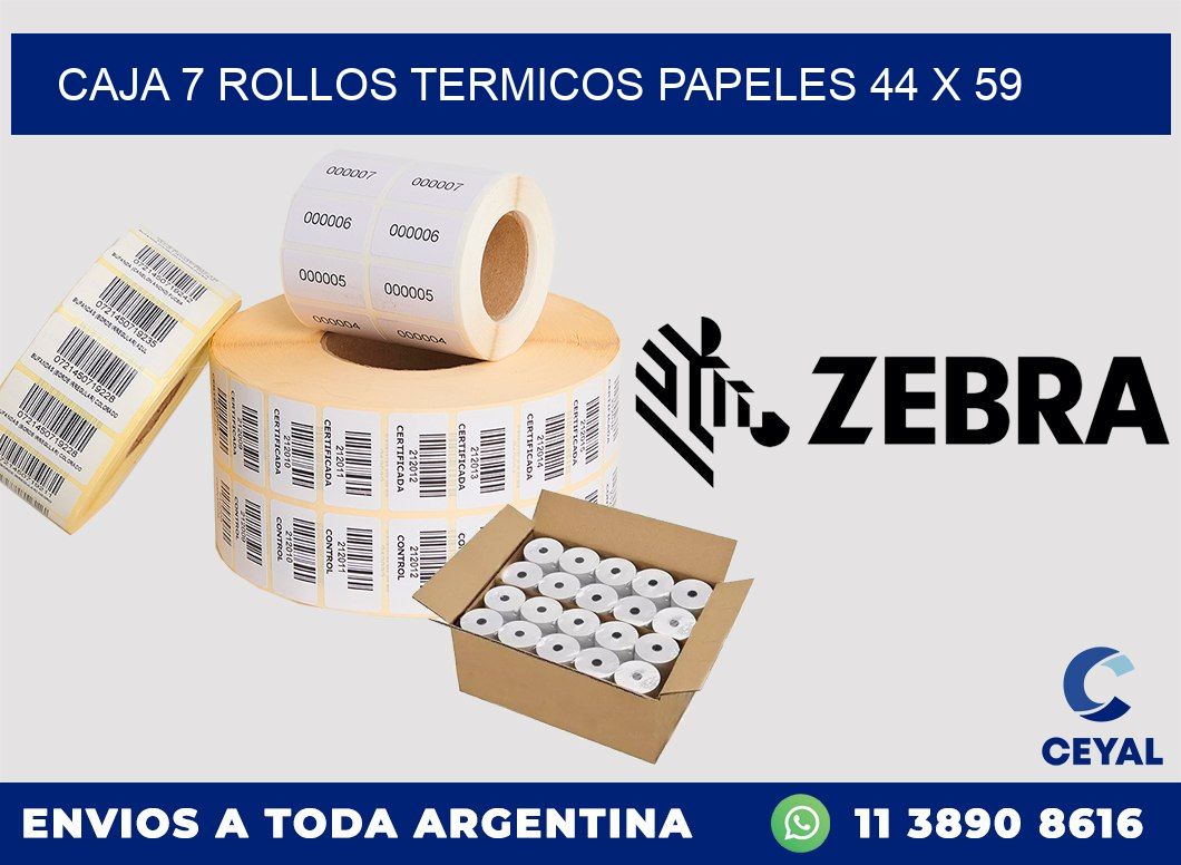 CAJA 7 ROLLOS TERMICOS PAPELES 44 x 59
