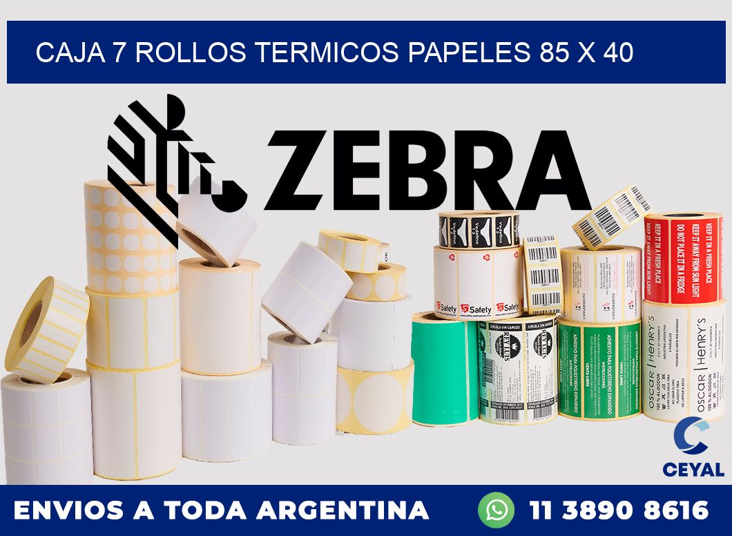 CAJA 7 ROLLOS TERMICOS PAPELES 85 x 40