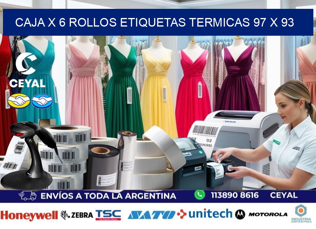 Caja X 6 Rollos Etiquetas termicas 97 x 93