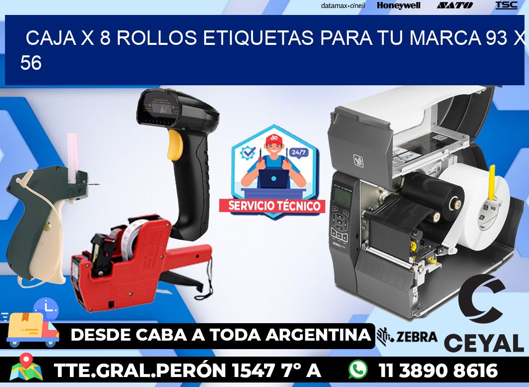 Caja X 8 Rollos Etiquetas para tu marca 93 x 56