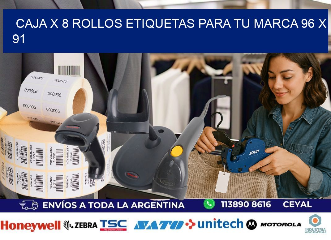 Caja X 8 Rollos Etiquetas para tu marca 96 x 91