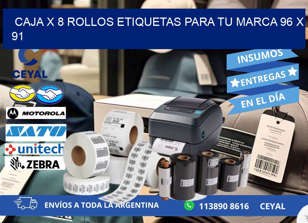 Caja X 8 Rollos Etiquetas para tu marca 96 x 91
