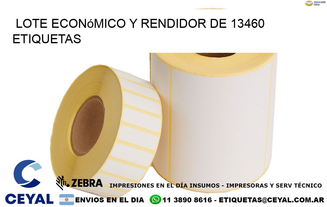 Lote económico y rendidor de 13460 etiquetas