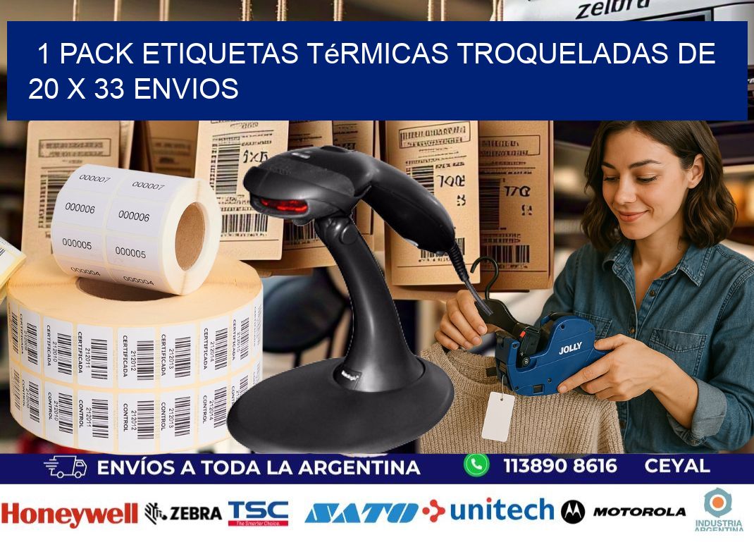 1 Pack etiquetas Térmicas Troqueladas De 20 x 33 ENVIOS