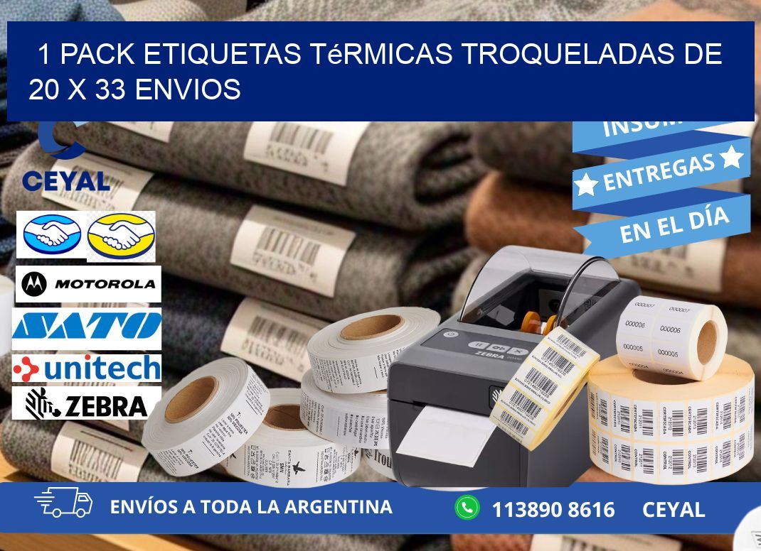 1 Pack etiquetas Térmicas Troqueladas De 20 x 33 ENVIOS