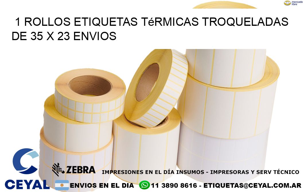 1 Rollos Etiquetas Térmicas Troqueladas De 35 x 23 ENVIOS