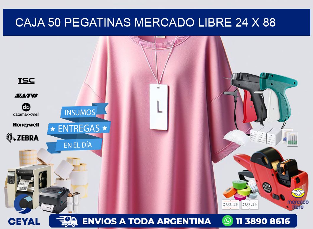 CAJA 50 PEGATINAS MERCADO LIBRE 24 x 88