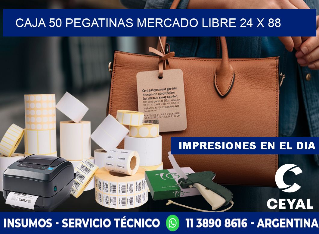 CAJA 50 PEGATINAS MERCADO LIBRE 24 x 88