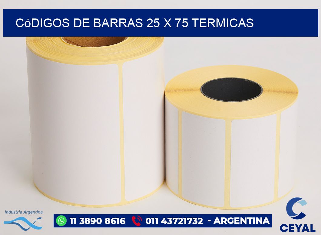 Códigos de Barras 25 x 75 termicas