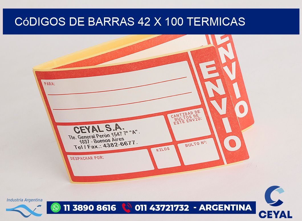 Códigos de Barras 42 x 100 termicas