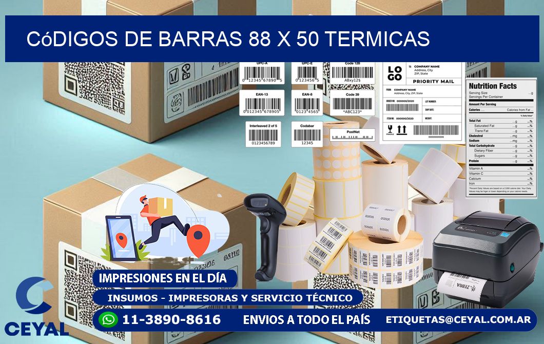 Códigos de Barras 88 x 50 termicas