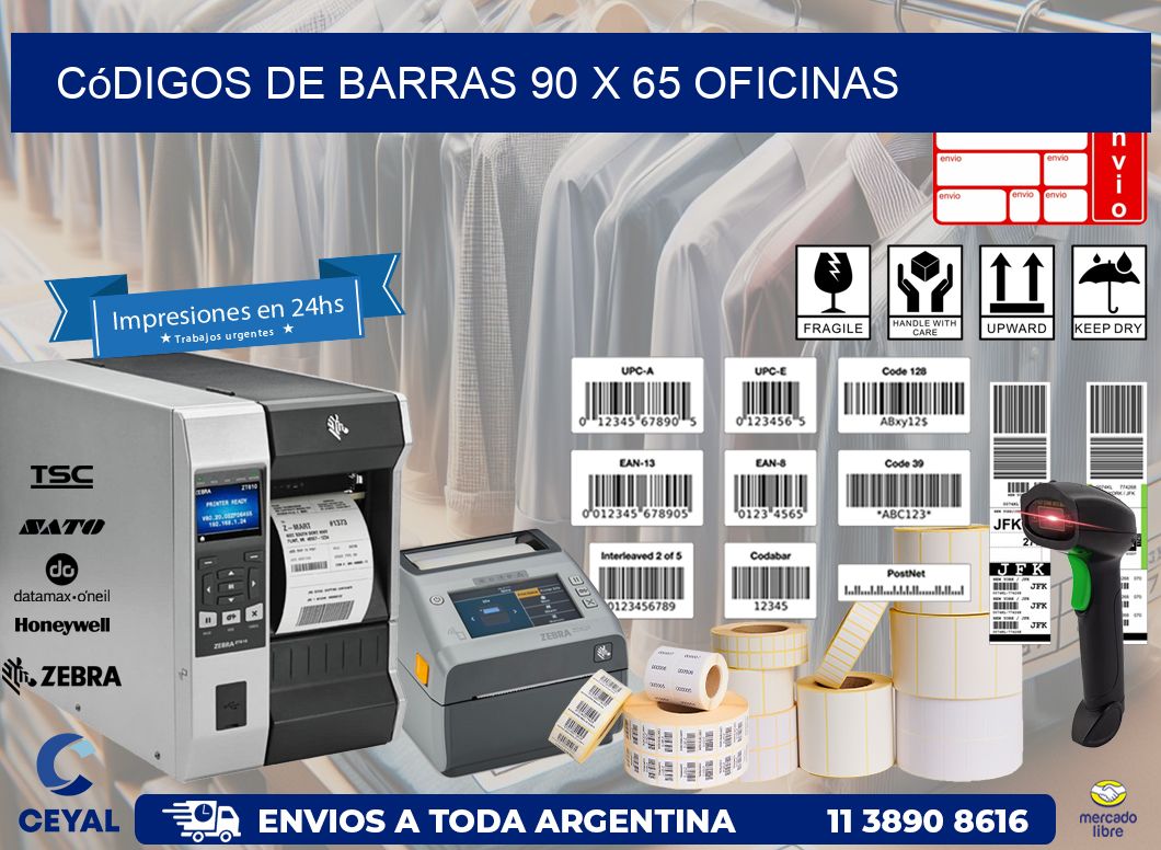 Códigos de Barras 90 x 65 oficinas