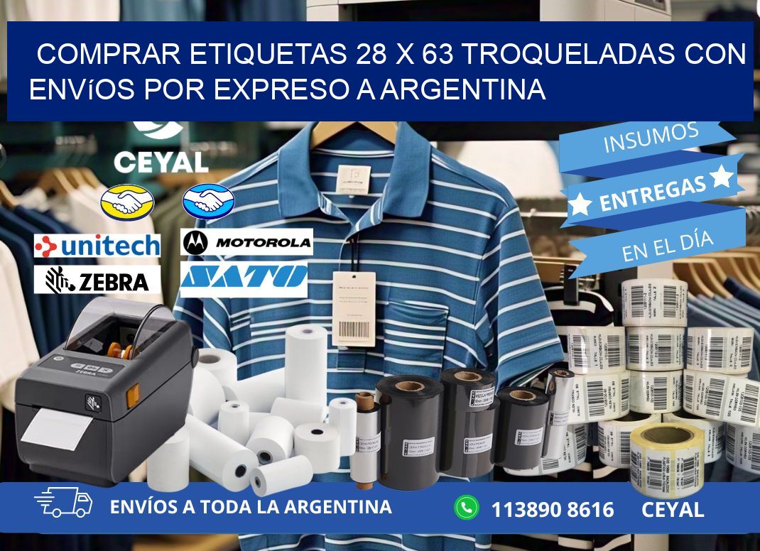 Comprar etiquetas 28 x 63 troqueladas con envíos por expreso a Argentina
