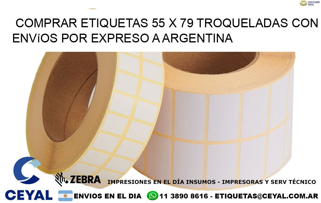Comprar etiquetas 55 x 79 troqueladas con envíos por expreso a Argentina