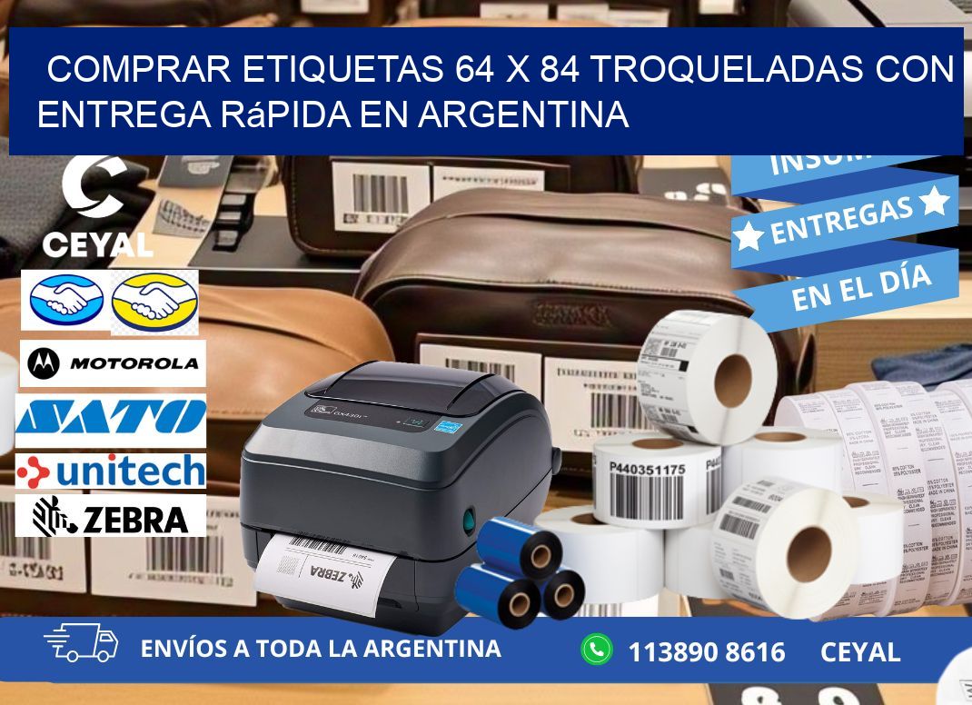 Comprar etiquetas 64 x 84 troqueladas con entrega rápida en Argentina