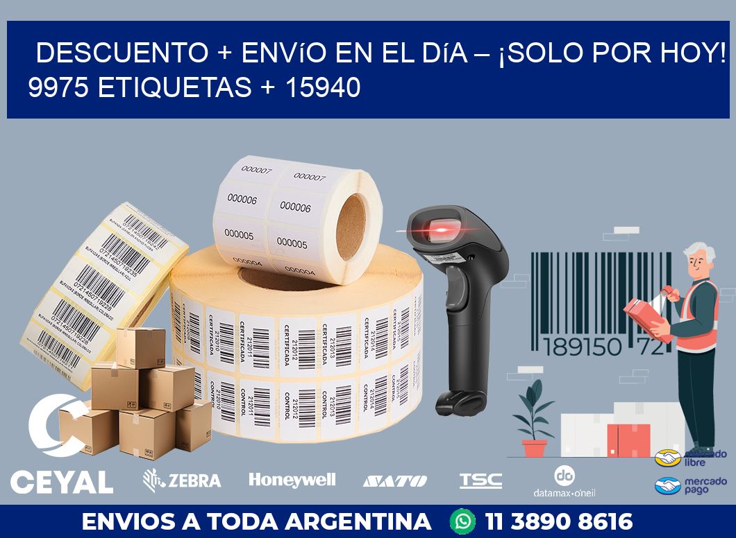 Descuento + envío en el Día – ¡Solo por Hoy! 9975 etiquetas + 15940