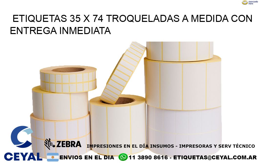 Etiquetas 35 x 74 troqueladas a medida con entrega inmediata