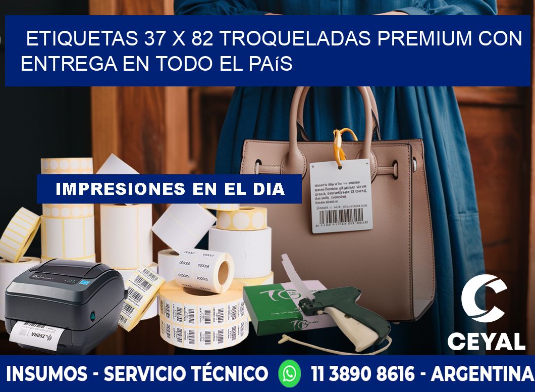 Etiquetas 37 x 82 troqueladas premium con entrega en todo el país
