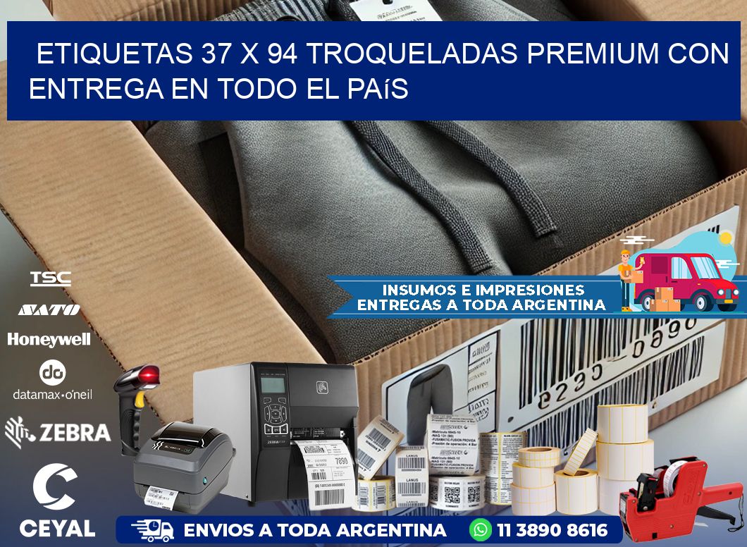 Etiquetas 37 x 94 troqueladas premium con entrega en todo el país