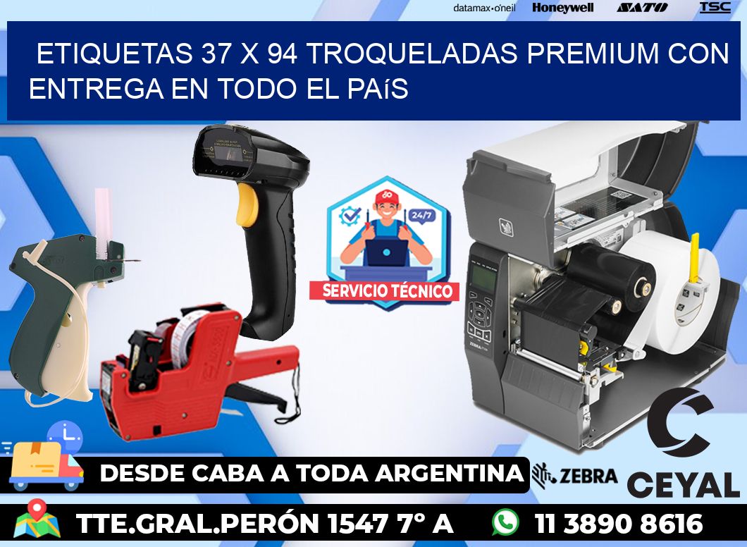 Etiquetas 37 x 94 troqueladas premium con entrega en todo el país