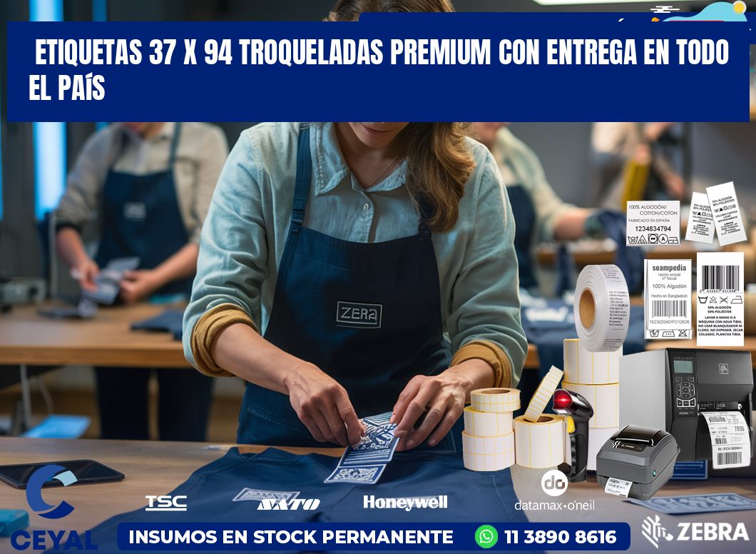 Etiquetas 37 x 94 troqueladas premium con entrega en todo el país