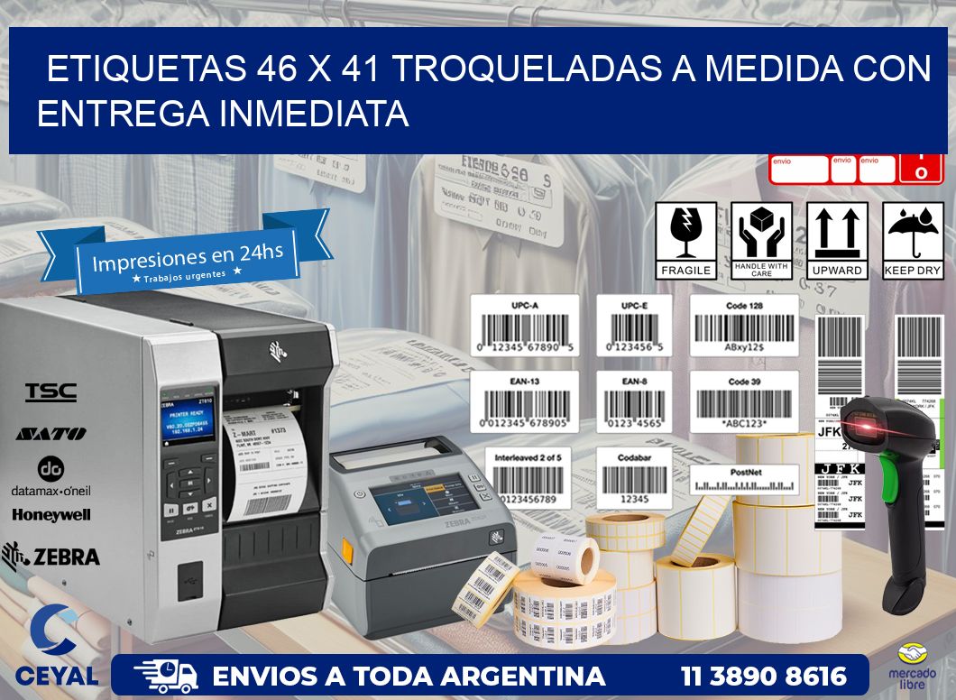 Etiquetas 46 x 41 troqueladas a medida con entrega inmediata