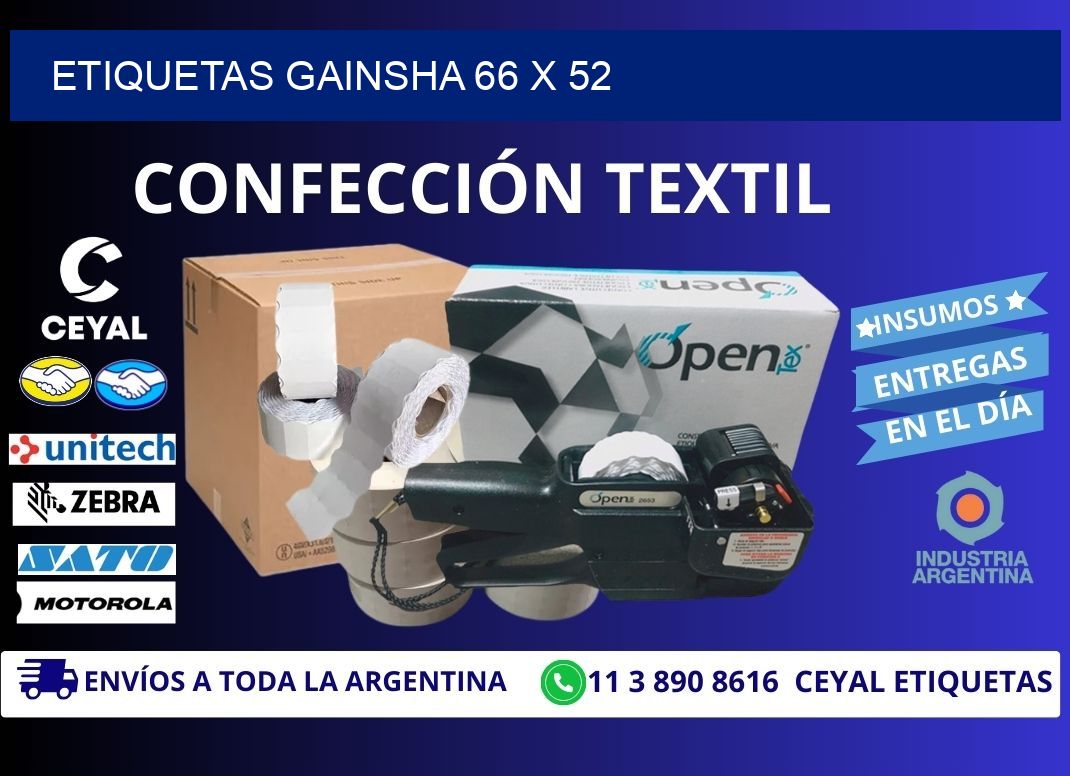 Etiquetas gainsha 66 x 52